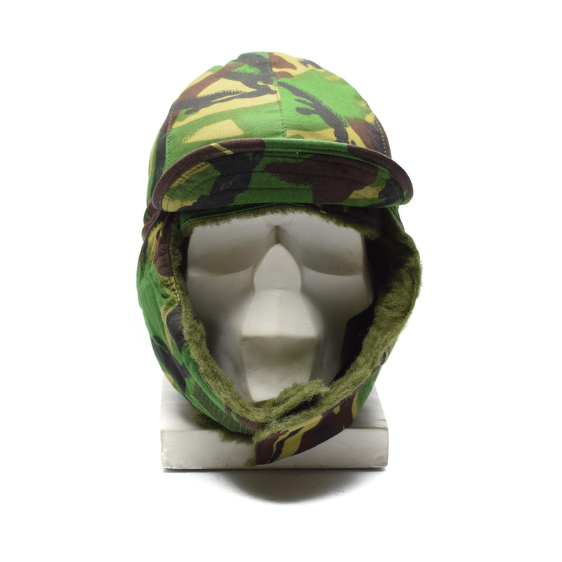 Chapeau d'hiver original des forces armées britanniques à oreilles pliantes DPM camouflage boisé