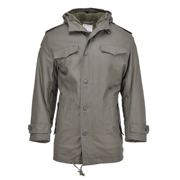 Parka style militaire allemand MIL-TEC doublure en fausse fourrure capuche rabat-tempête olive NEUF