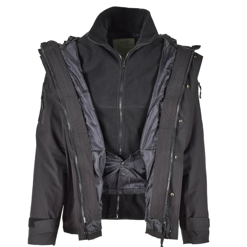 Parka de marque Mil-Tec avec doublure d'hiver Veste noire chaude imperméable Vêtements de pluie pour hommes