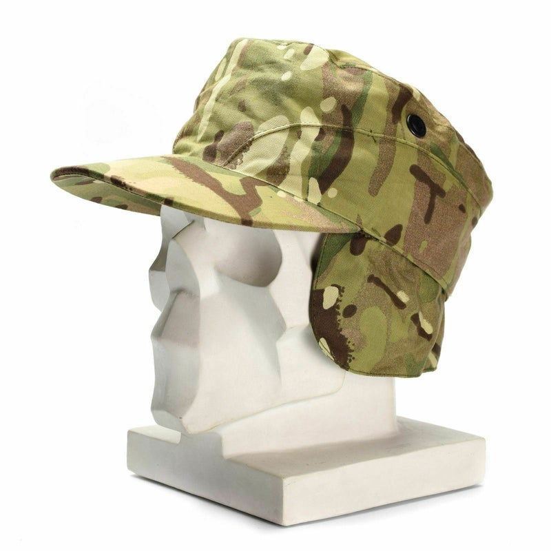 Véritable casquette militaire à cache-oreilles de l'armée britannique MTP camouflage multicam