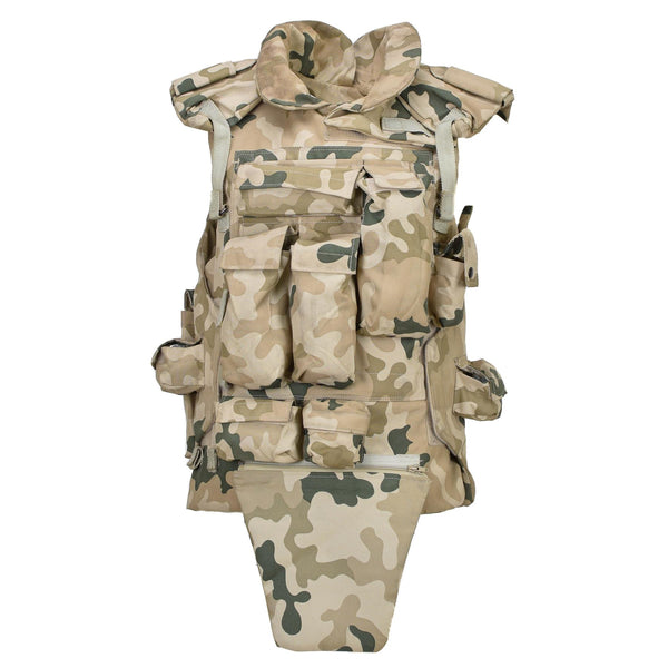 Gilet tactique militaire polonais d'origine, porte-plaques léger, camouflage désert