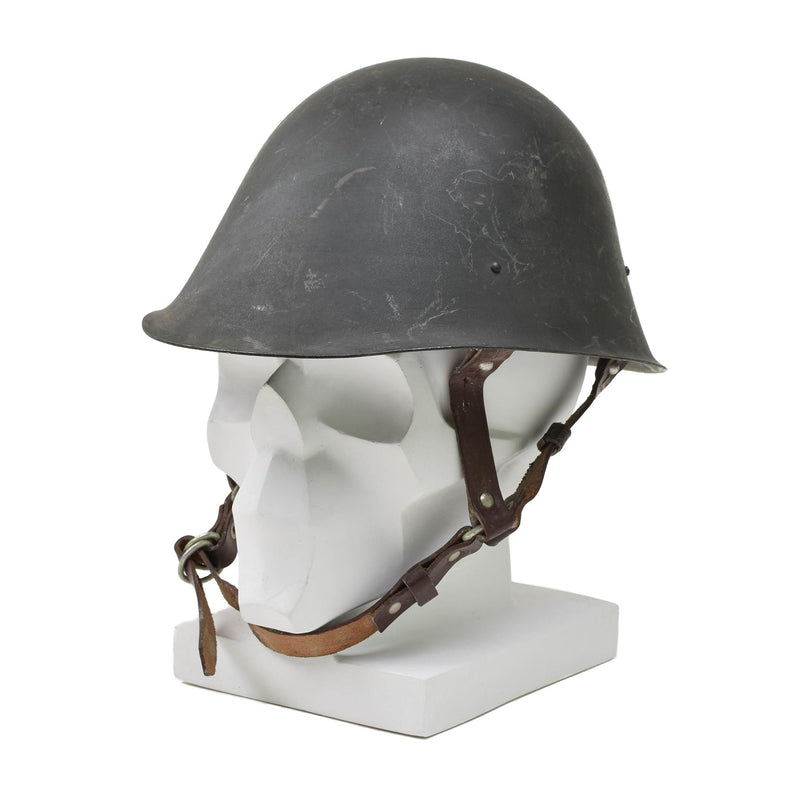 Casque tactique militaire roumain d'origine en acier M73 avec jugulaire pour parachutiste Olive