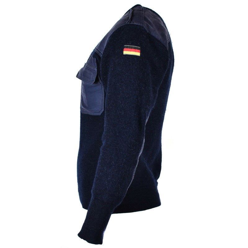 Pull original de l'armée allemande Commando Jumper Pull bleu marine Laine Militaire