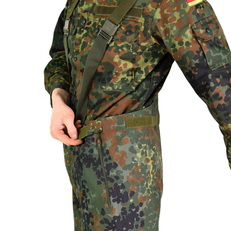 Pantalon de pluie original de l'armée allemande GoreTex Bib n Brace Flecktarn