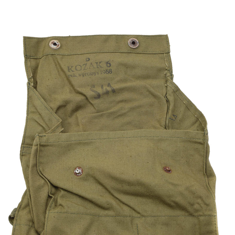 Sac à bandoulière militaire tchèque d'origine vintage pratique à rabat avec boutons-pression Olive