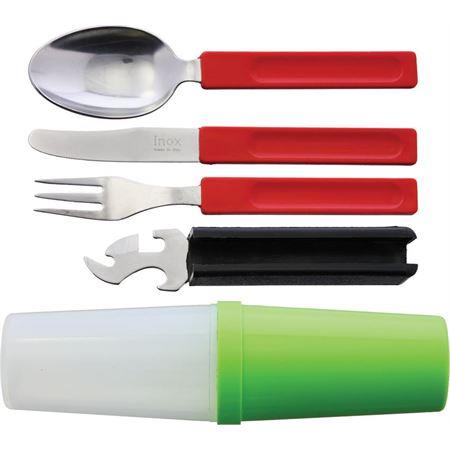 Ensemble de couverts de camping Fox Knives en acier inoxydable 420C cuillère fourchette couteau multicolore