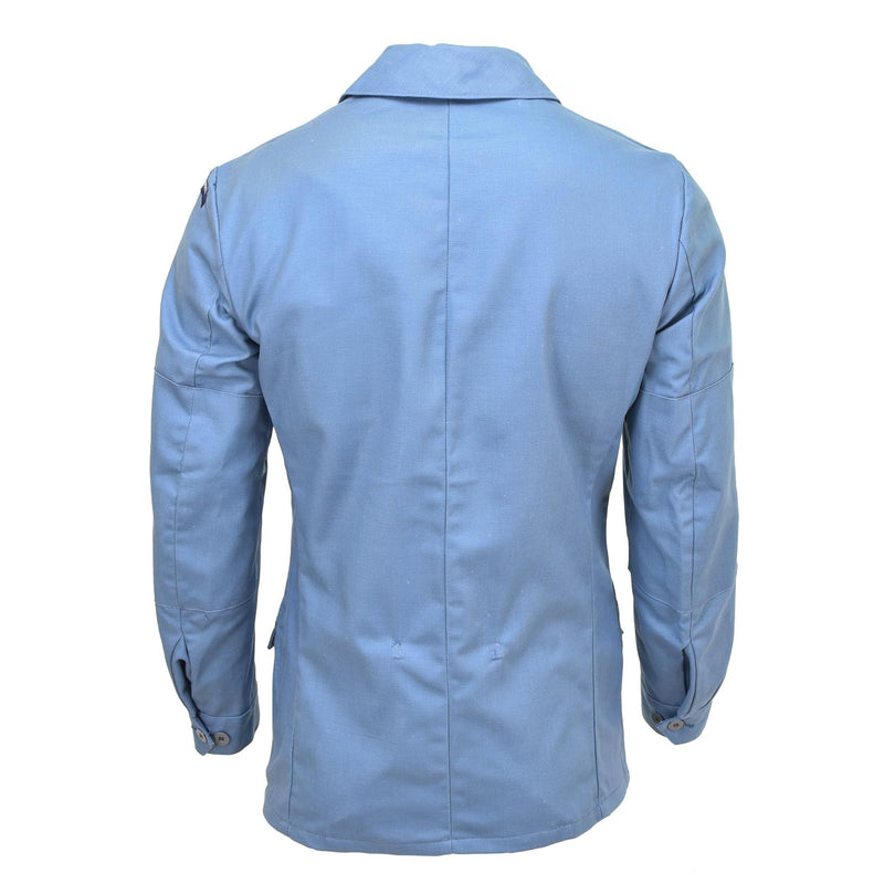 Veste d'uniforme de la protection civile suédoise originale en denim bleu clair vintage NEUF