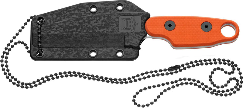 Couteau à lame fixe Fox Knives Compso neck backup en acier inoxydable avec manche orange