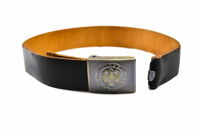 Ceinture en cuir véritable noir d'origine de l'armée allemande, pantalon militaire BW