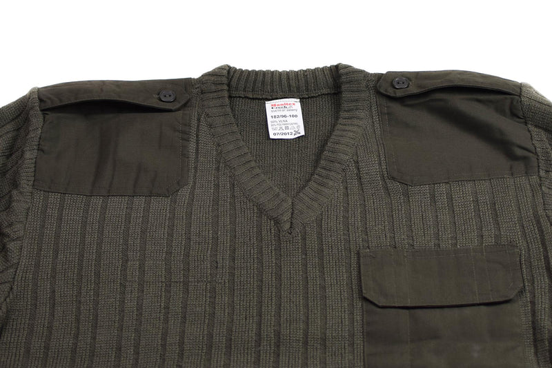 Pull d'origine de l'armée tchèque en laine vert olive col en V surplus militaire NEUF