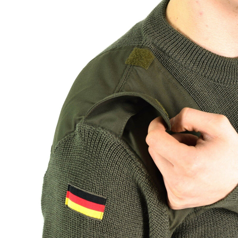 Véritable pull de l'armée allemande Commando Jumper Vert Olive Pull Laine NEUF