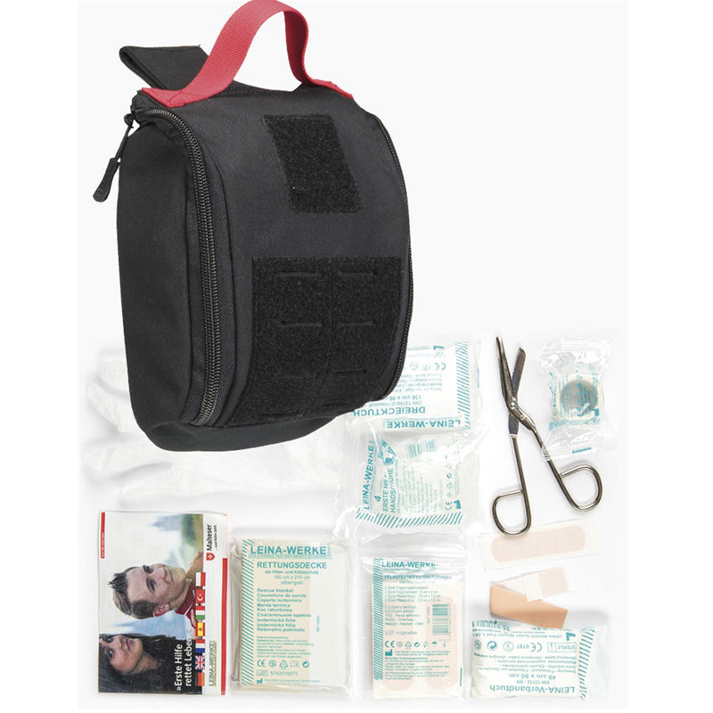 Trousse de premiers secours tactique Mil-Tec Pochette médicale noire de type taupe Pochette IFAK 25 pièces