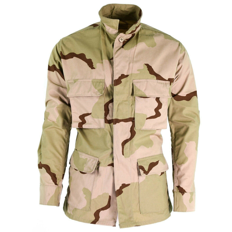 Véritable veste de combat de l'armée américaine BDU 3 couleurs ripstop chemise camouflage désert militaire NEUF