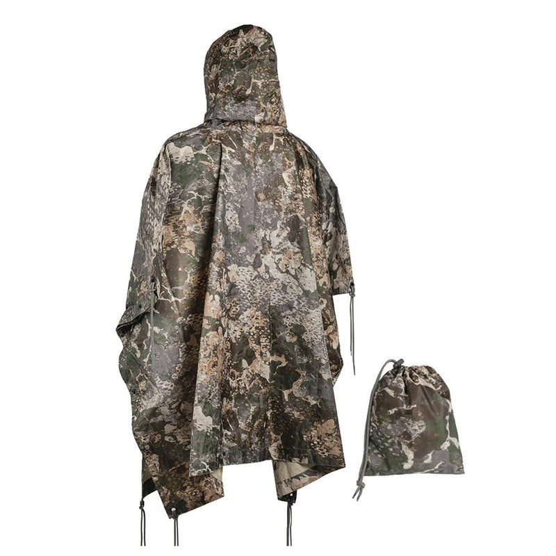 Tente légère imperméable à capuche enduite de PVC avec poncho camouflage MIL-TEC