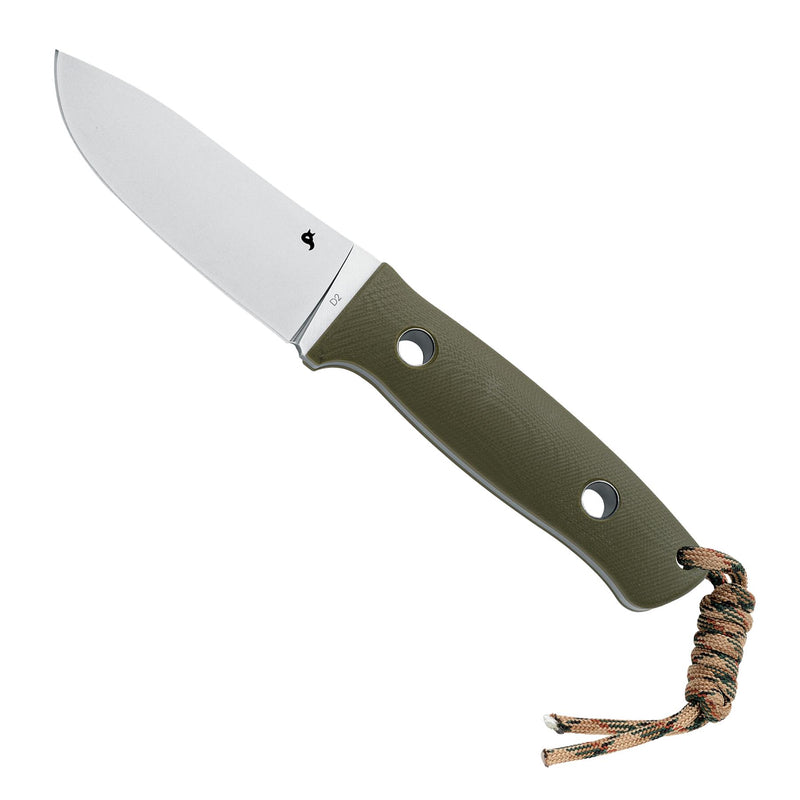 Couteau à lame fixe Fox Knives BF-710 D2 avec étui Kydex Firestarter OD Green