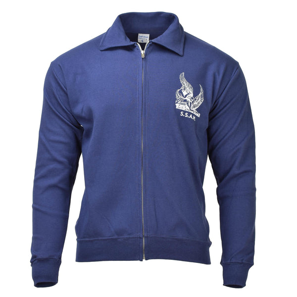 Veste de sport militaire bleue originale de l'armée de l'air italienne entièrement zippée, vêtement de sport NEUF