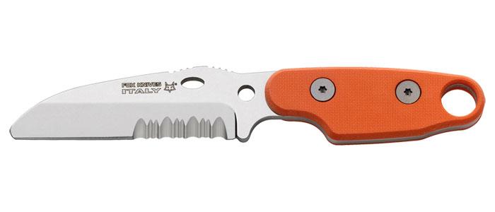 Couteau à lame fixe Fox Knives Compso neck backup en acier inoxydable avec manche orange