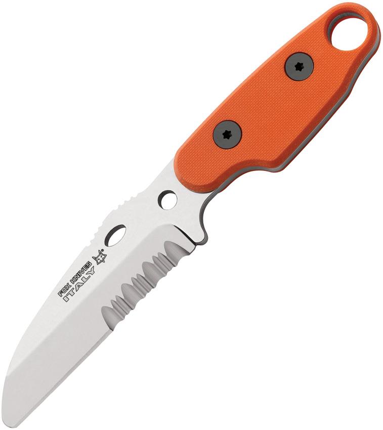 Couteau à lame fixe Fox Knives Compso neck backup en acier inoxydable avec manche orange