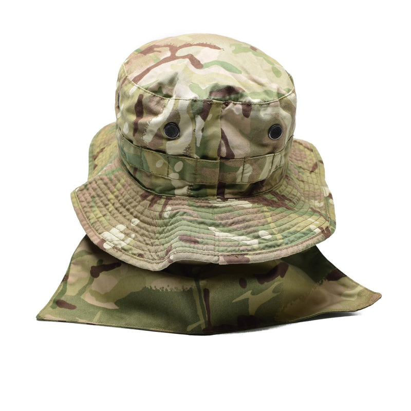 Véritable chapeau de brousse militaire britannique MTP camouflage rabat de cou Panama Boonie hat NEUF