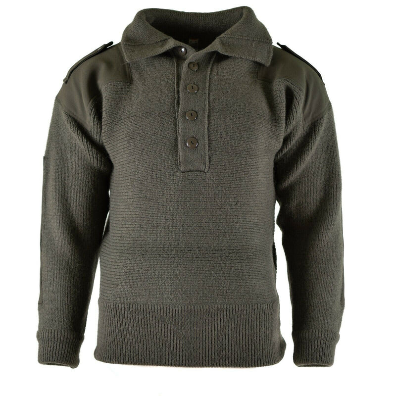 Pull en tricot alpin original de l'armée autrichienne en laine OD olive NEUF