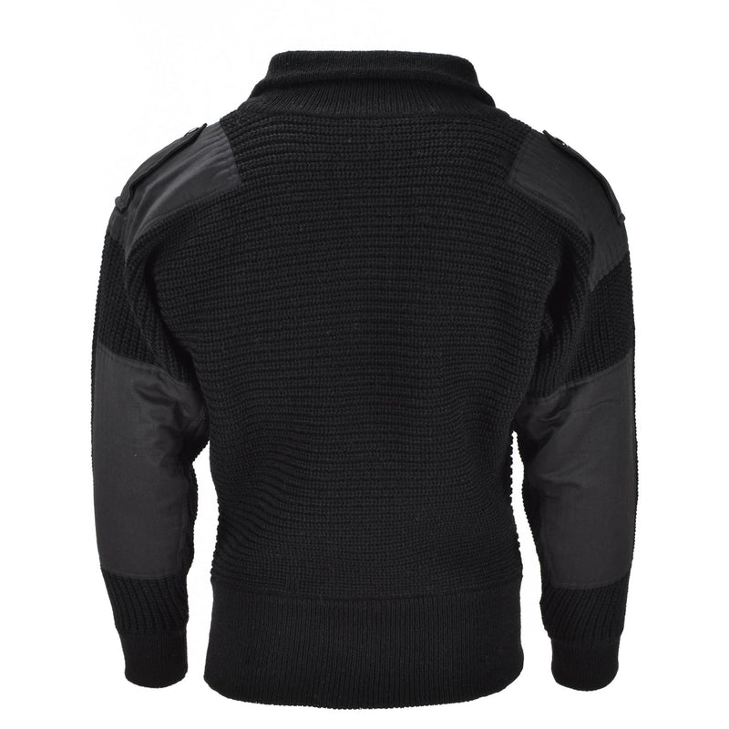 Pull de marque Mil-Tec style armée autrichienne pull alpin en tricot pour homme en laine noire