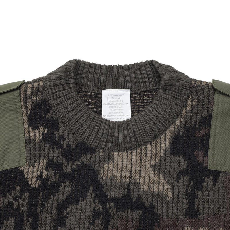 Pull original de l’armée chilienne pull camouflage bodywarmer pull en tricot NOUVEAU