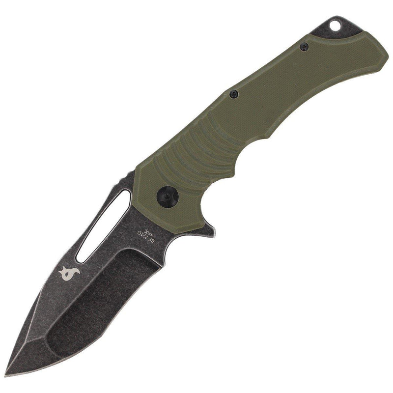 Couteau de poche Fox Knives Hugin manche vert G10 lame noire à bord lisse en acier 440C