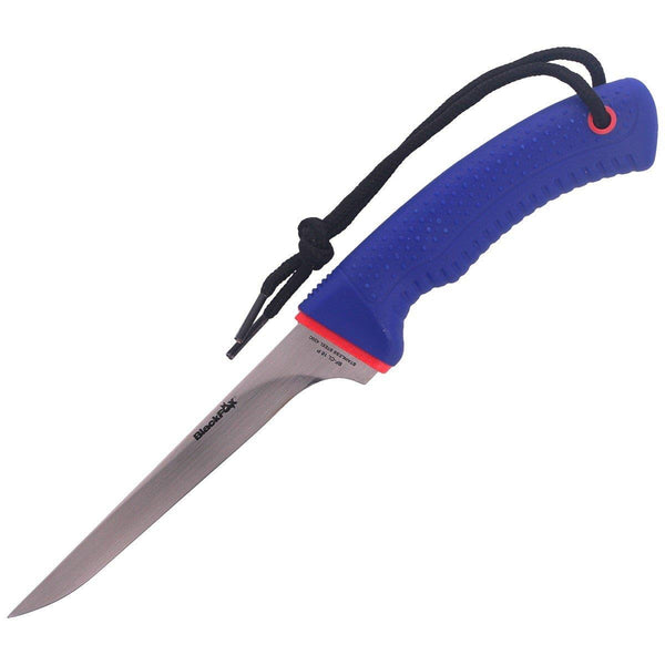 Couteau à fileter Fox Knives BF-CL 16 en acier 420C avec revêtement satiné, manche PP TPR bleu, étui