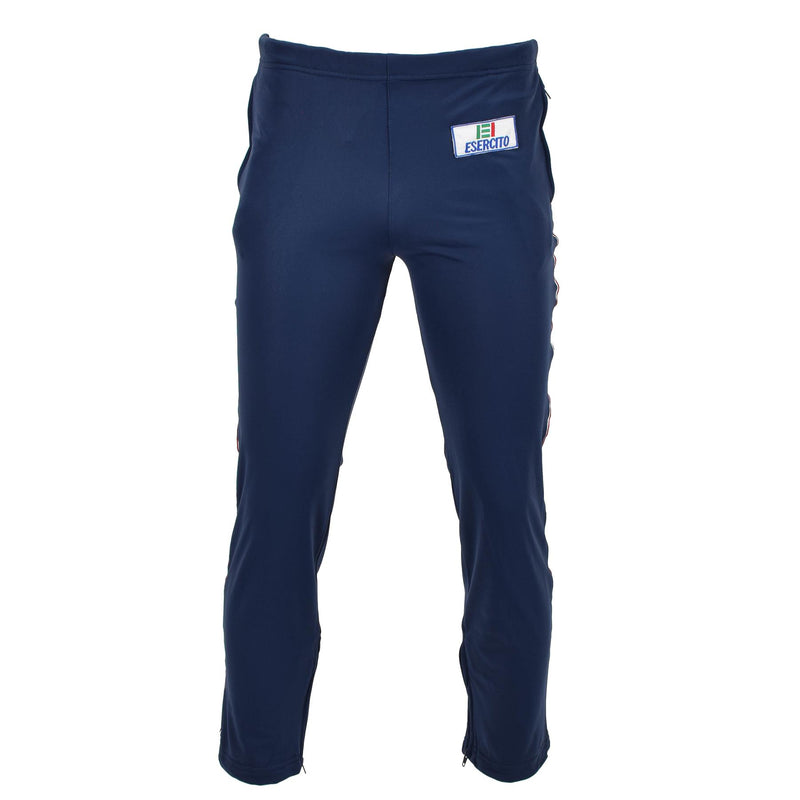 Pantalon de sport militaire italien authentique avec logo Esercito et poignets à glissière aux chevilles, bleu