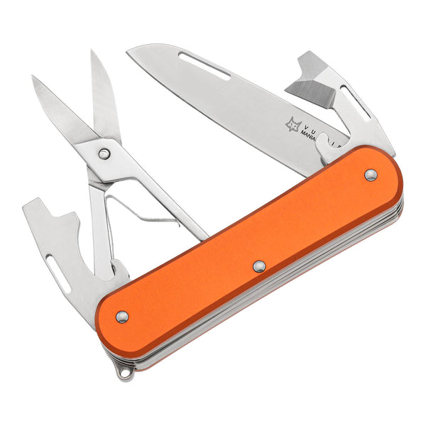 Couteau multifonction Fox Knives VULPIS FX-VP130-F4 OR Lame en acier N690Co Orange