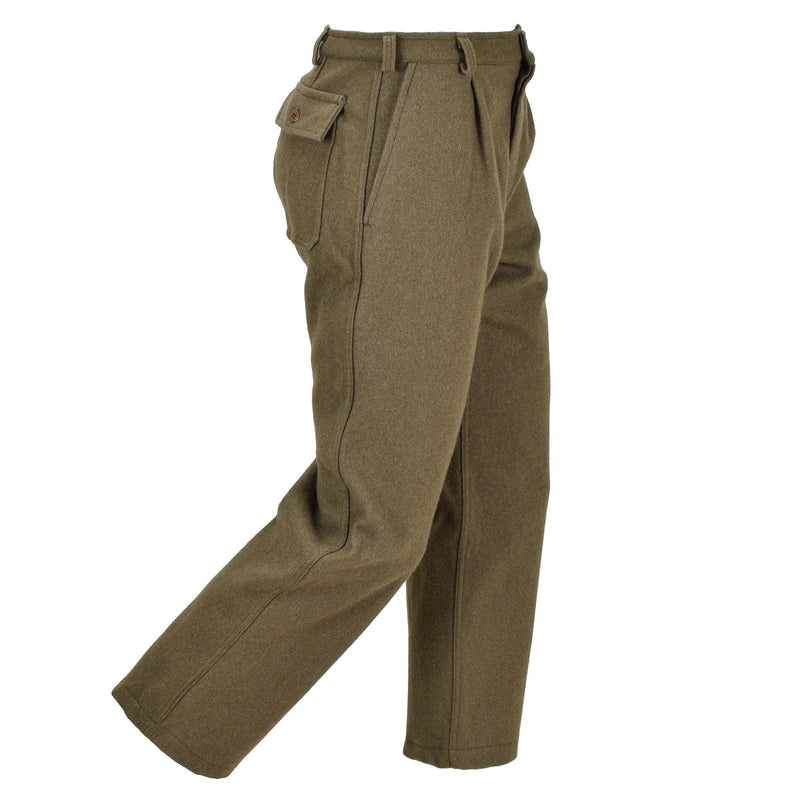 Pantalon militaire italien authentique, pantalon de costume d'uniforme en laine olive, pantalon de l'armée