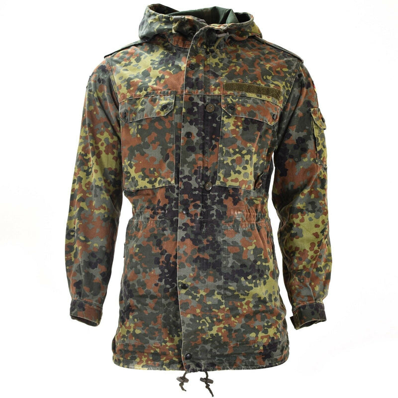 Veste de combat originale de l'armée allemande parka militaire à capuche Flecktarn combat 