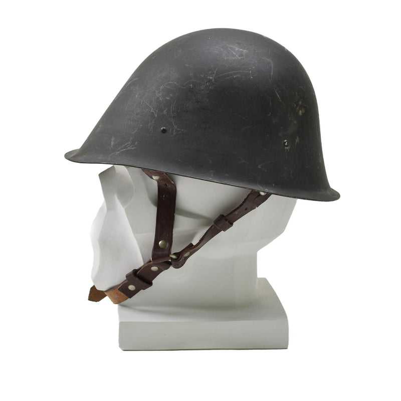 Casque tactique militaire roumain d'origine en acier M73 avec jugulaire pour parachutiste Olive