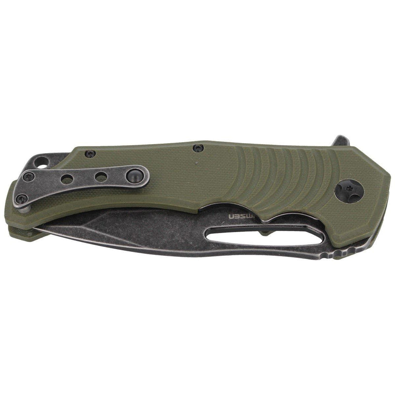 Couteau de poche Fox Knives Hugin manche vert G10 lame noire à bord lisse en acier 440C