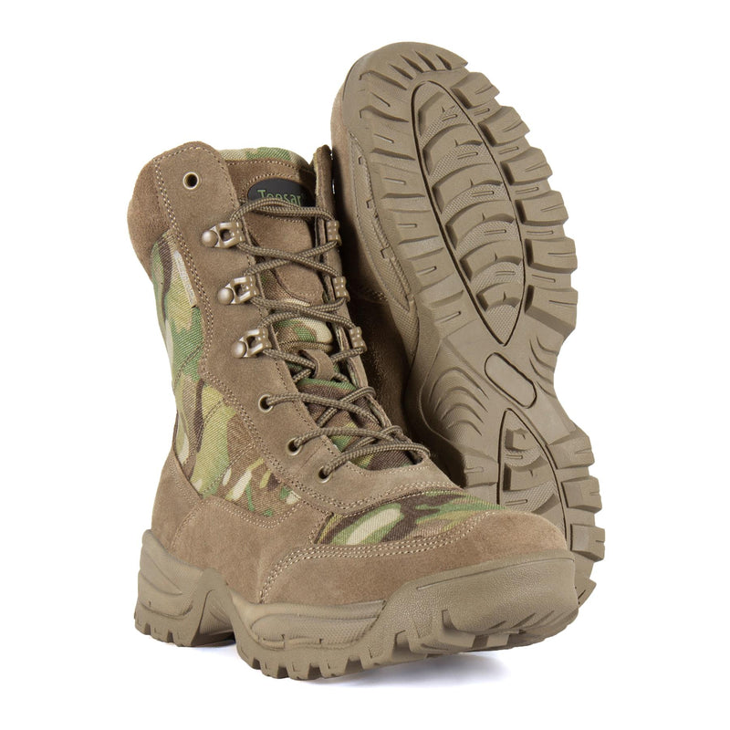 Bottes Teesar TACTICAL MULTICAM à fermeture éclair latérale pour la chasse, la randonnée, le trekking, chaussures de service