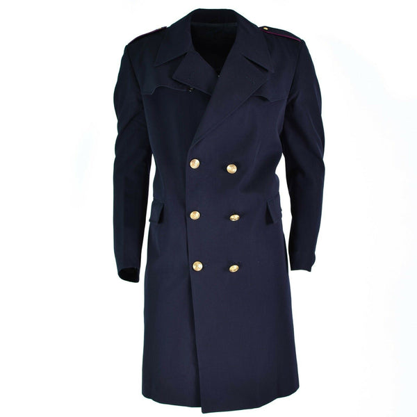 Véritable manteau de marine de l'armée italienne noir long officier police italienne laine rayonne NEUF