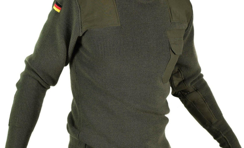 Véritable pull de l'armée allemande Commando Jumper Vert Olive Pull Laine NEUF