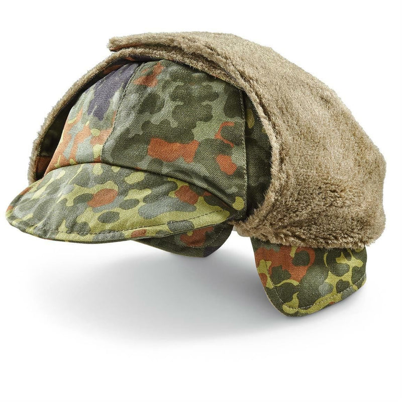 Véritable casquette militaire d'hiver de l'armée allemande flecktarn chapeau chaud pour temps froid