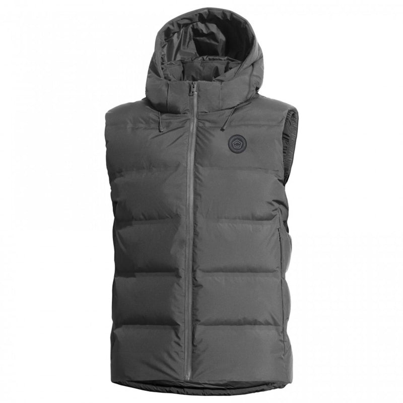 Gilet PENTAGON Omega Down gris déperlant enduit à capuche sans manches hiver