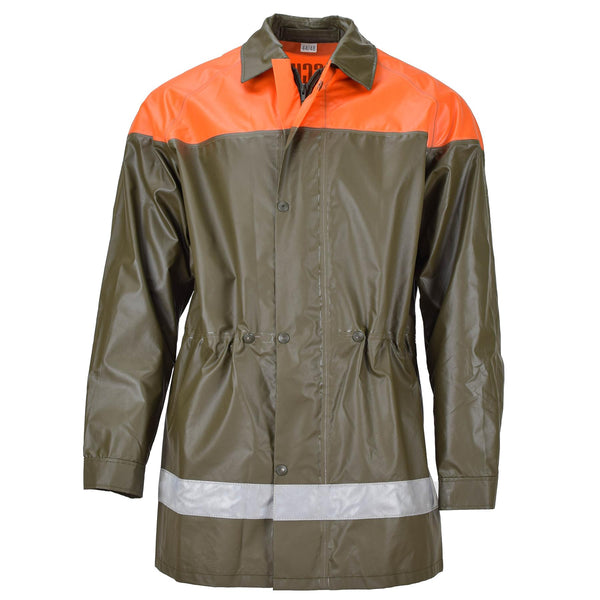 Veste de pluie originale de l'armée suisse olive protection civile imperméable manteau long NEUF