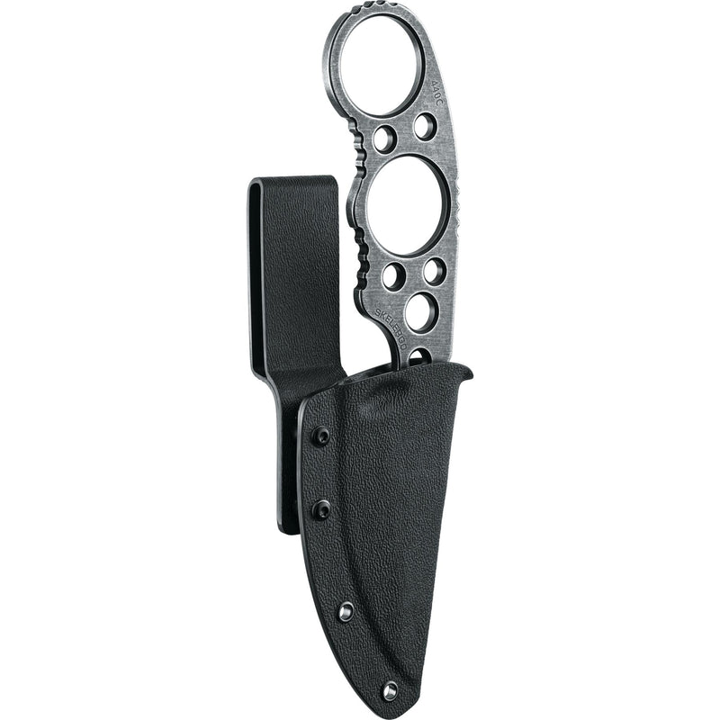 Couteau à lame fixe de marque Fox Knives SKELERGO en acier inoxydable lavé à la pierre 440C