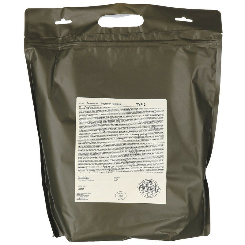 Ration d'urgence, nourriture de survie de l'armée, ration d'un jour, repas militaire, préparateur de nourriture MRE (TYP2)