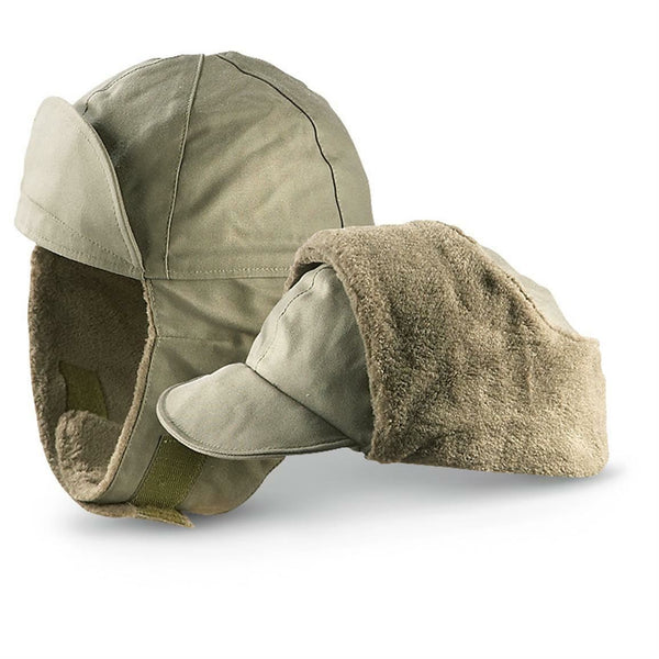 Véritable casquette militaire d'hiver de l'armée allemande, chapeau OD vert olive, chaud et froid