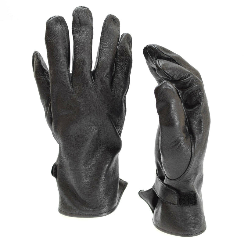 Véritables gants de l'armée française en cuir noir, surplus de France, NEUF