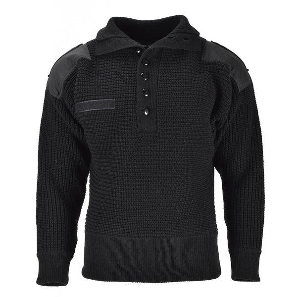 Pull de marque Mil-Tec style armée autrichienne pull alpin en tricot pour homme en laine noire