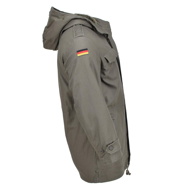 Parka style militaire allemand MIL-TEC doublure en fausse fourrure capuche rabat-tempête olive NEUF