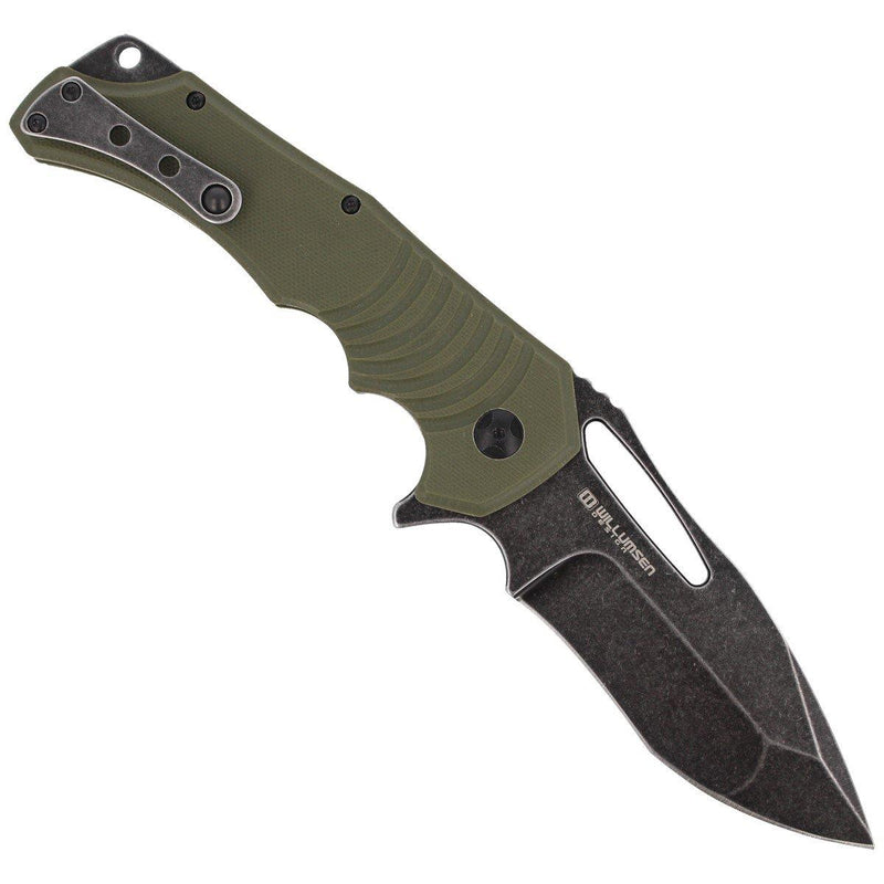 Couteau de poche Fox Knives Hugin manche vert G10 lame noire à bord lisse en acier 440C