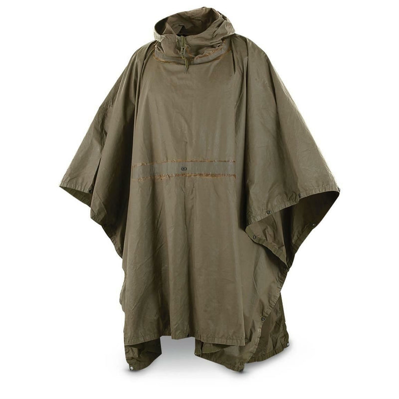 Poncho de pluie imperméable à capuche olive de l'armée allemande pour temps humide