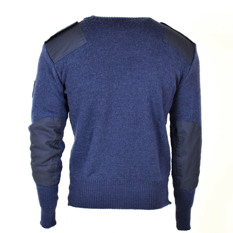 Pull original de l'armée britannique Pull Commando à col en V Pull en laine bleu gris