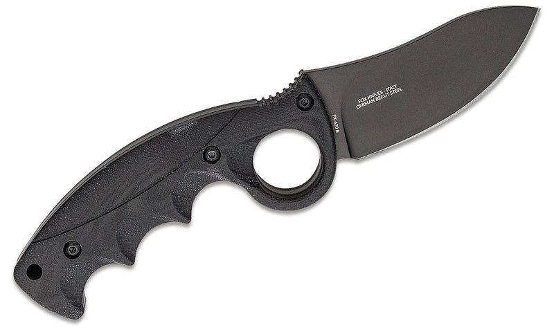 Couteau à lame fixe Fox Knives Brand Italy Alaskan Hunter en acier inoxydable Noir